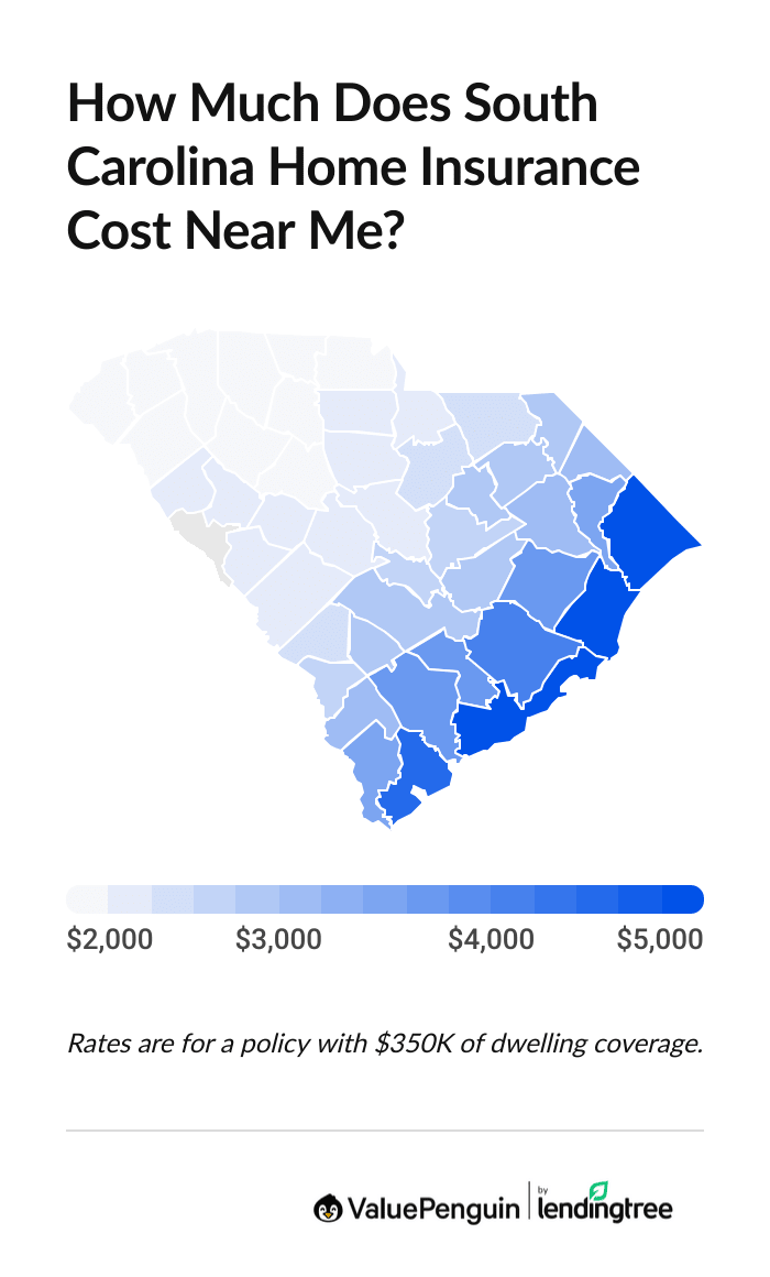 Cost of South Carolina homeowners insurance by city